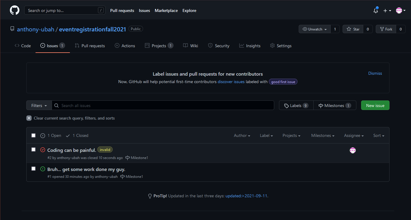 GitHub project issue creation