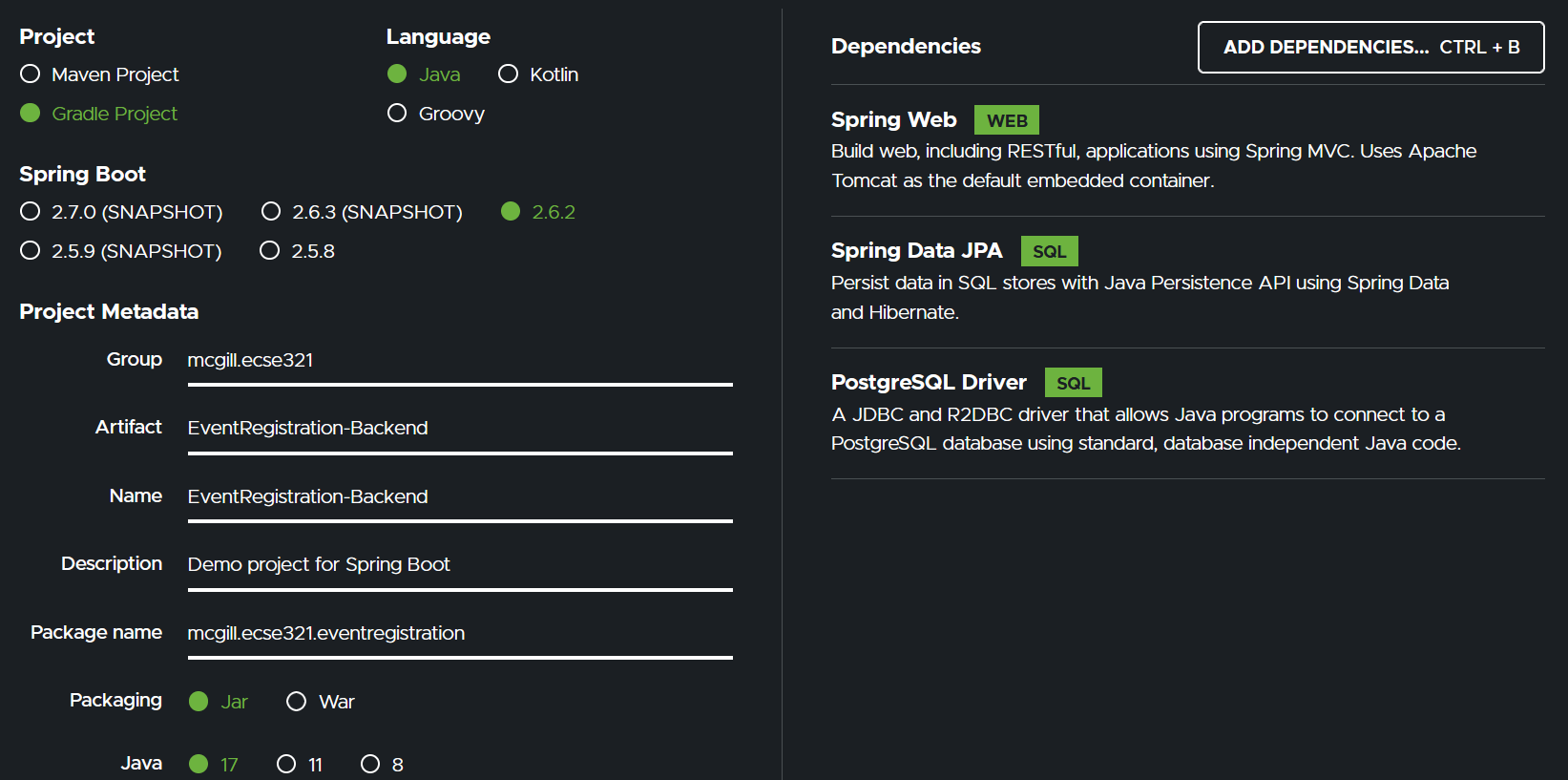 Spring Initialization Settings